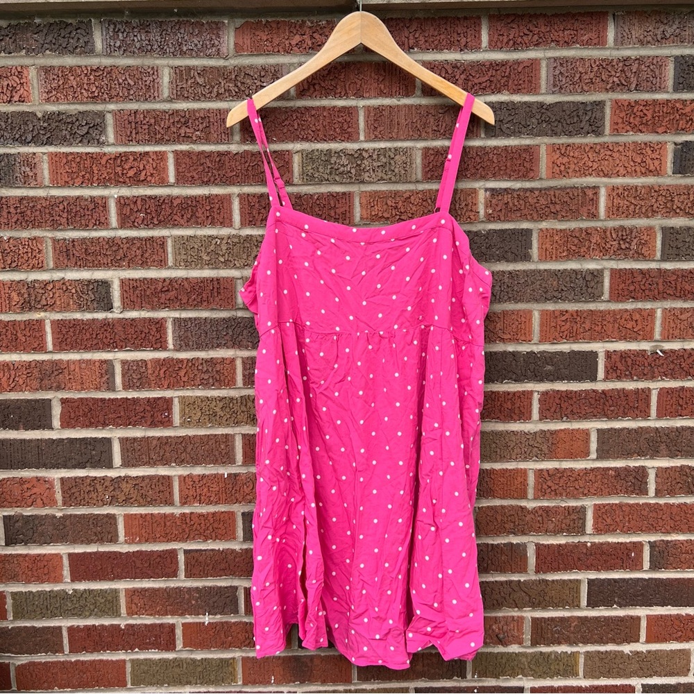 Torrid Barbie Pink and White Dotted Spaghetti Strap Mini Dress
